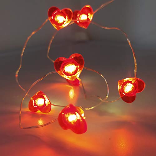 Red Heart String Light, Valentine's Day 10ft 40 LEDs Twinkle Fairy Lights