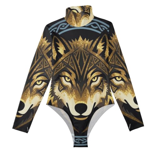 Camisetas para salir con cuello alto tipo body de manga larga mujer GuoChe Fenrir