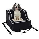 Snoozer High-Back Center Console Dog Car Seat - Middle Console Dog Bed for Small to Medium Sized Pets, Booster Seat for Dogs up to 20 lbs, Harness Attachment, Washable, Elevated - XL, Black