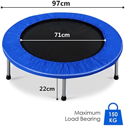 COSTWAY Mini Trampoline Set, 38" Foldable Fitness Bouncer with Padding & Springs Elastic Safe for Indoor Outdoor Exercise Workout, 150kg Weight Capacity
