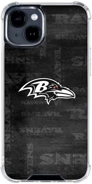 Skinit Clear Phone Case Compatible with iPhone 14 Plus - Officially Licensed NFL Baltimore Ravens Black & White Design