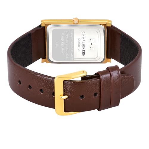Image of CHARLIEKEEN Slim Analogue Watch, Black Dial, Leather Strap