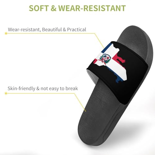 Dominican Republic Map Flag Funny Slide Sandals Non-Slip PVC Shower Slipper House Shoes Open Toe Slippers for Adult 46 (287mm)3