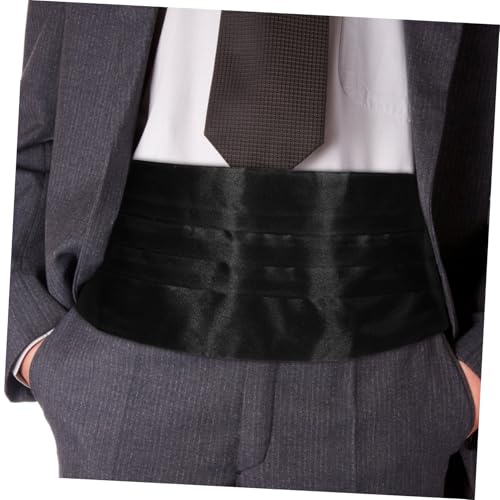 Men's Satin Cummerbund Set Adjustable Bow Tie and Pocket Square Formal Black Tuxedo Accessories for Weddings and Events4
