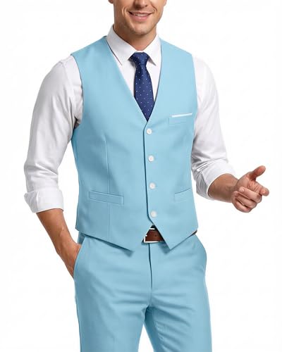 Image of MY'S Men's 2-Piece Suit, Vest Pants Set for Men, Casual Waistcoat with Tie for Prom Wedding Homecoming