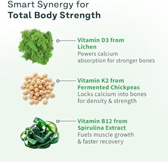 OZiva Vitamin D3, K2 & B12 | With Vitamin D3 For Stronger Bones, K2 (MK7) for Bone Density & B12 for Muscle Growth & Recovery - 90 Tablets