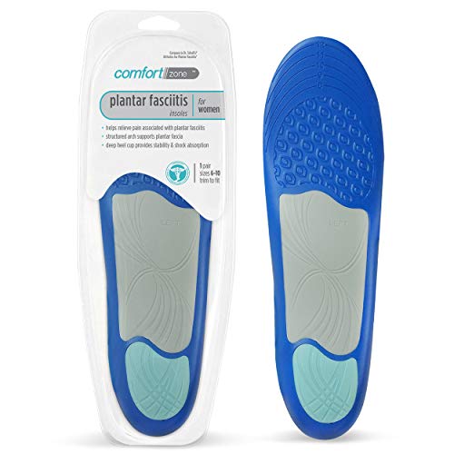 Image of Comfort Zone Plantar Fasciitis Orthotic Insoles for Women, Relieves Pain Associated with Plantar Fasciitis, Sizes 6-10, 3 Pack