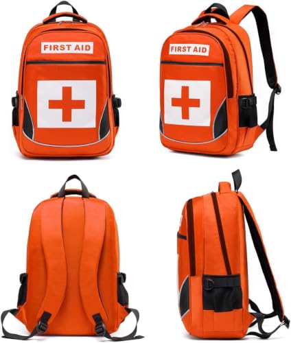Image of First Aid Bag Empty Red Emergency First Responder Trauma Multi-Pocket Traveling Field Trips Camping Essentials (Orange,Pack of 5)