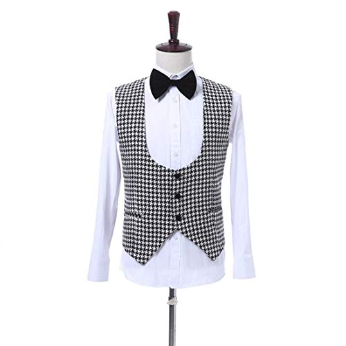 Men's Checked 3 Pieces Suit One Button Houndstooth Dress Party Tuxedo2