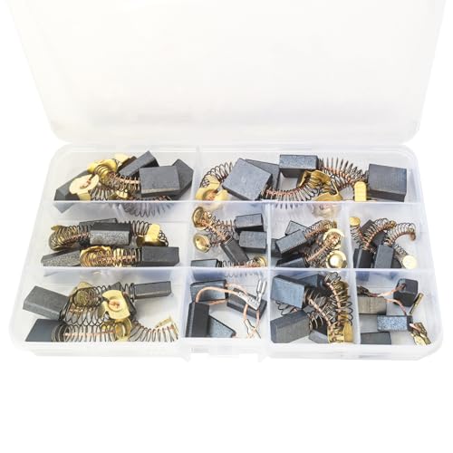 40 Stück Elektrowerkzeug Kohlebürsten Ersatz Set – 10 Größen Universal Motor Kohlebürsten für Bohrhammer, Bohrer, Winkelschleifer