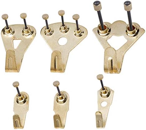 Newkiton 120Pcs/Set Picture Hangers with Black Harden Nails, Heavy Duty Hanging Kit, Professional Picture Photo Frame Hooks for Wall Mounting (Golden)