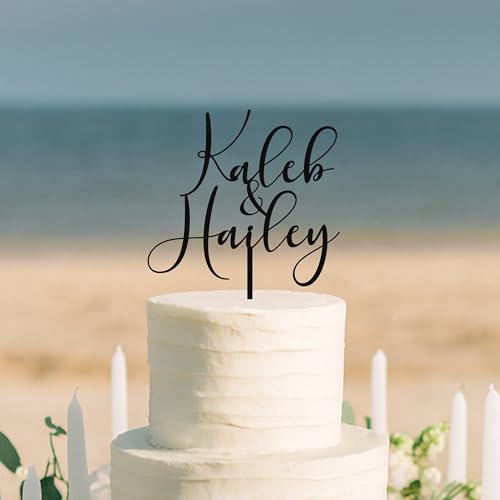 Mr&Mrs Cake Topper – Custom Names and wording for Wedding, Anniversary or Vow Renewal, Handmade Decor for party, Toppers for wedding - Thumbnail 3