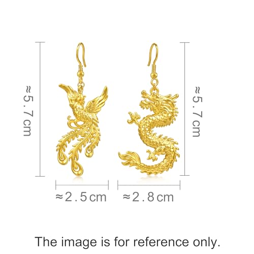 CHOW SANG SANG 999 Gold Chinese Wedding Dragon and Phoenix Earring Set for Women 96032E Price-by-Weight 6.73g Gold4