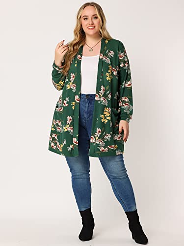 Image of Agnes Orinda Women's Plus Size Lightweight Cardigan Casual Soft Long Sleeve Floral Knit Cardigans with Pockets