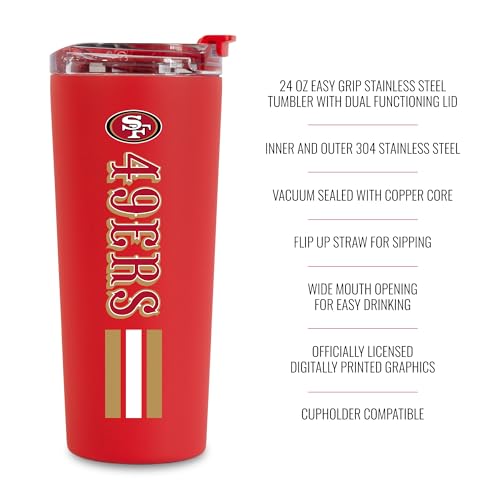 Image of Rico Industries NFL Football 24oz Stainless Steel Tumbler with Lid and Dual Functioning Lid