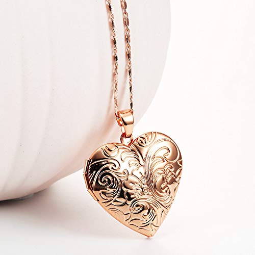 Youfeng B07QT88K85 Locket Necklace That Holds Pictures Flower Lockets Necklaces Pendant 18K Gold Plated Gifts Jewelry Rose Gold Heart thumb #6