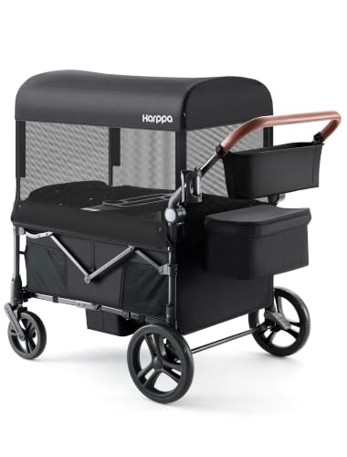 Harppa Remy XL Wagon Stroller for 4 Kids, 280Ibs Capacity with 4 Seater