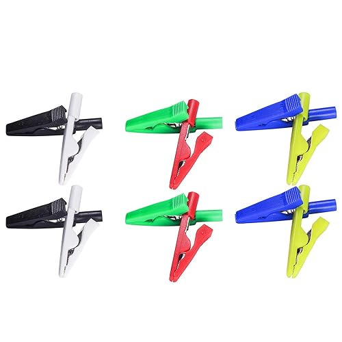 Image of can Connect 2mm Banana Jack Test Probe & 2mm Banana Plug 12pcs Full Insulated Safety Mini Test Alligator Clips Crocodile Clamps Jaws for Electrical Laboratory Measuring 6 Colors