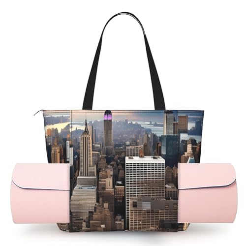 HECHINYUE Women's NYC Yoga & Gym Bag with Mat Pocket
