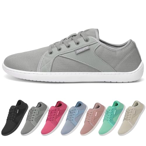 SAGUARO Zapatillas Barefoot Hombre Mujer Calzado Minimalistas Transpirable y Antideslizante Zapatos Descalzos Casuales Zapatillas de Trail para Caminar Gimnasio, Luck Ⅰ, Gris, 39 EU