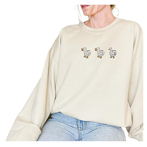 Embroidered Duck Duck Goose Sweatshirt, Funny Duck Goose Tee Gift, Cute Animal Hoodie Embroidery, Cute Goose Gift, Present for Her, Cute Animal Lover Gift
