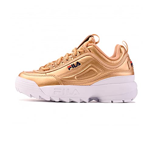Fila Women's Disruptor Ii Premium Comfortable Sneakers, Gold White, 7