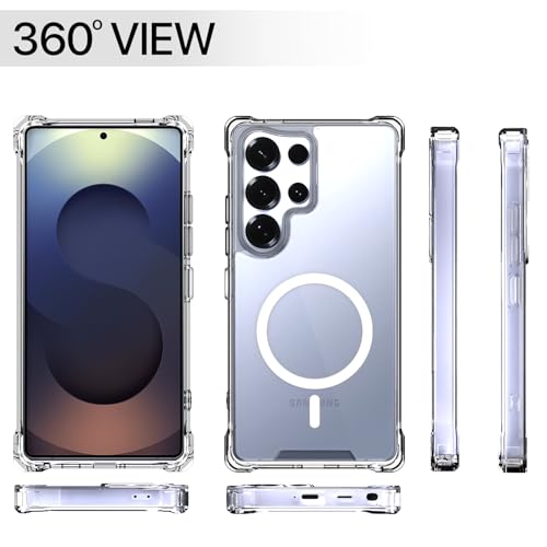 Image of Amazon Basics Back Cover for Samsung Galaxy S25 Ultra 5G Mag-Safe Shockproof PC + TPU Protective Case Magnetic Support Bumper Case (Transparent Mag-Safe)
