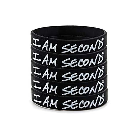 I Am Second 5-Pack Classic Regular/Adult Black Silicone Wristbands Cover