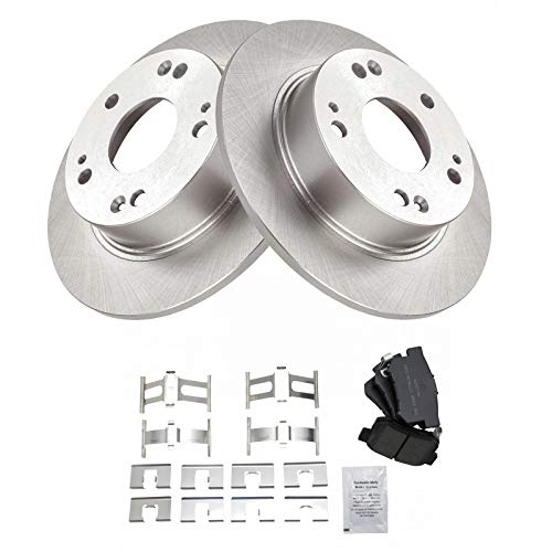 Image of TRQ Rear Brake Pad and Rotor Set Semi Metallic Solid Rotors | For 2004-2008 Acura TSX 2003-2007 Honda Accord