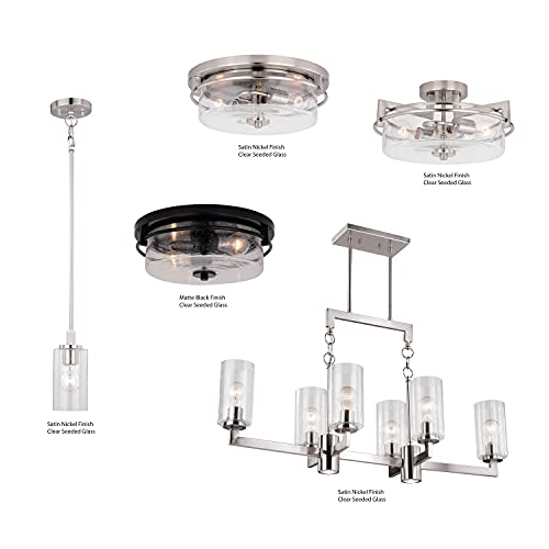 Vaxcel Addison 15-In W Satin Nickel Flush Mount Ceiling Light Fixture Clear Glass #TOP5