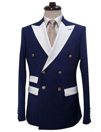 Men's Suit Jacket Casual Double Breasted Blazer Separates Coat for Wedding Prom Party3