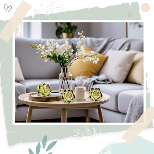 Timgle 8 Pcs Green Artificial Artichokes Fake Vegetables and Fruits for Summer Kitchen Wedding Bowl and Vase Decorations (Large)