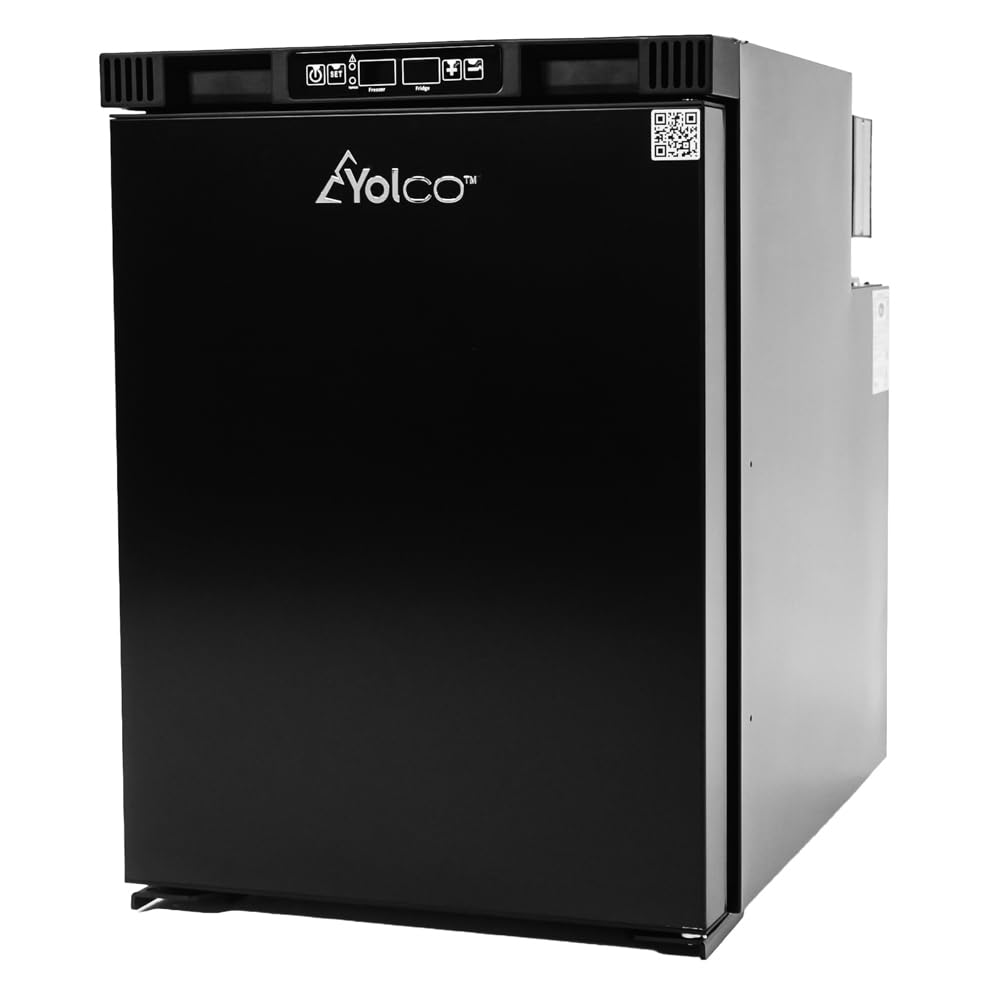 Yolco RL50M lodówka z kompresorem do zabudowy, 42,6 l – 12 V/24 V/230 V, lodówka kempingowa z zamrażarką, aplikacja Bluetooth, tryb turbo i tryb nocny, wyjmowana strefa zamrażania, do przyczepy