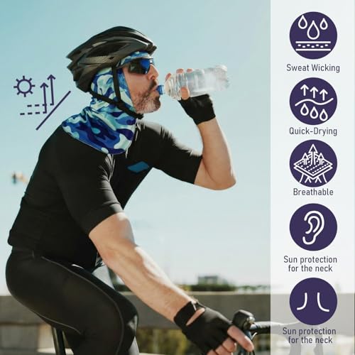 Image of Syhood Helmet Liner with Neck Mask, Cooling Skull Cap Sweat Wicking Cap with Tail Sun Cycling Running Neck Protection Hat