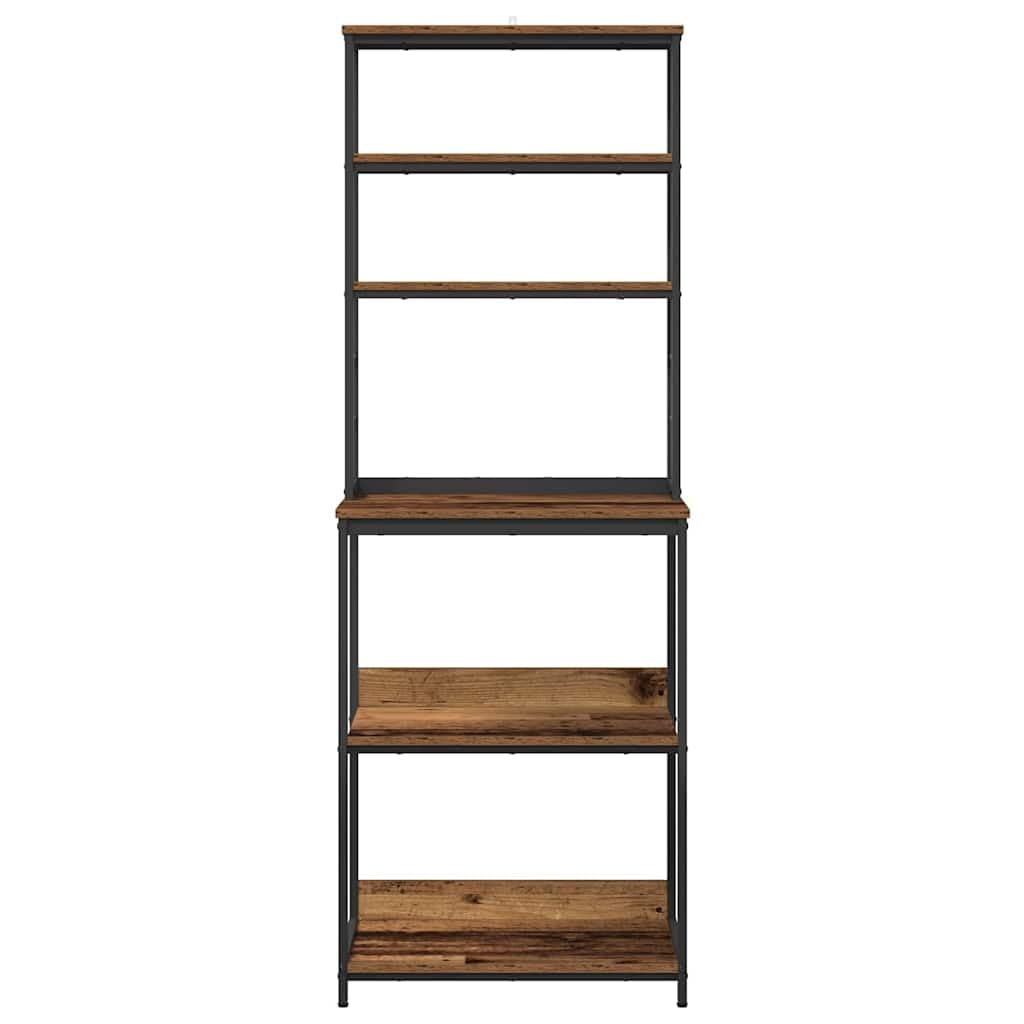 Küchenregal Altholz 60 x 40 x 168 cm | 5 Regalböden, Stahlrahmen, industrielle Lagerung, leicht zu reinigen, für Küche und Speisekammer