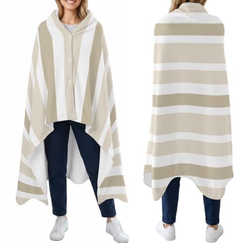 LXCPBNQT Wearable Blankets with Buttons, Minimalist Stripes Soft Cozy Throw