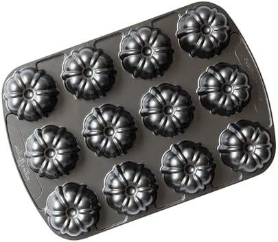 Nordic Ware Brownie Bundt Pan, 3.75 Cup Capacity, Graphite