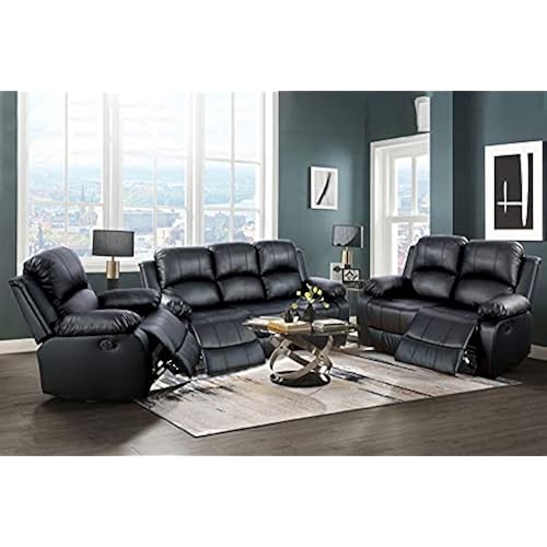 Sectional Recliner Sofa Set with Drop Down Table,3 PCS Motion Sofa Loveseat Recliner Couch Manual Reclining Chair for Living Room (K-GS2900B)