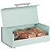 mDesign Panera de metal – Elegante contenedor para pan con estilo vintage – Caja de almacenaje con tapa para guardar productos horneados y mucho más – verde menta
