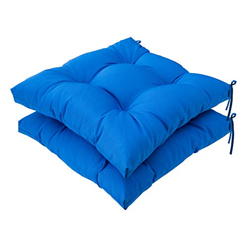 Image of QILLOWAY Indoor /Outdoor Square Seat Patio Cushion -Set of 2,19-Inches (Marine Blue)
