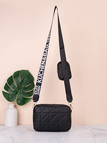 WDIRARA Women's Letter Strap Crossbody Bag Shoulder Bag Square Bags with Coin Purse2