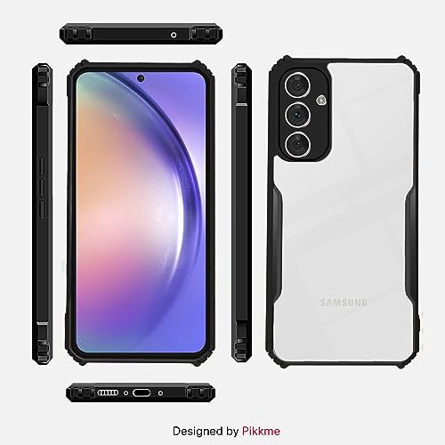 Image of Pikkme Back Cover for Samsung Galaxy A54 5G | Ultra Hybrid Shockproof Case | Full Camera Protection | Raised Edges | Clear Transparent Bumper Case (Black)