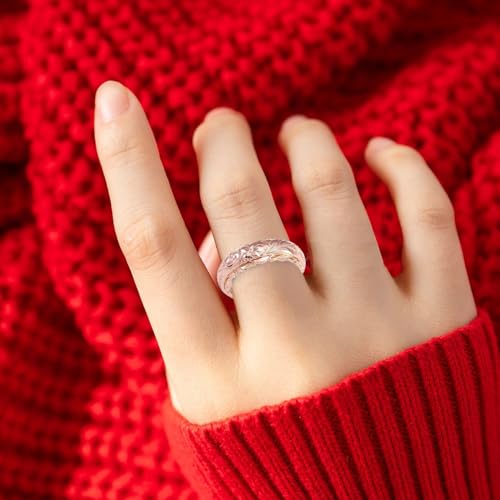 Dainty Engraved Plumeria Flower Ring for Women Suspended Carved Flower Promise Ring Birthday Gift for Your Lover3