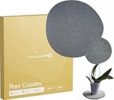 Stone Plant Coaster 1 Small and 1 Large Plant Pot Saucer, Stone Coasters Absorbent Diatomaceous Earth, Plant Saucer for Indoors with Silicone Feet, Grey Slate Absorbent Coasters for House Plants