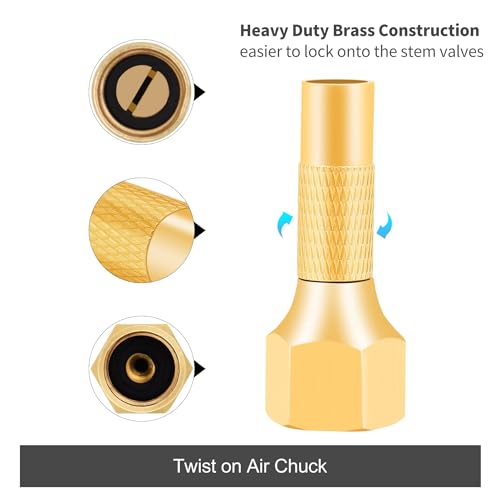 MACHSWON 2 Pcs Air Chuck Screw on Air Chuck Tire Inflator Nozzle for Tire Inflator Gauge Compressor Accessories Twist-on Chucks 1/4" FNPT Open Flow - Image 2