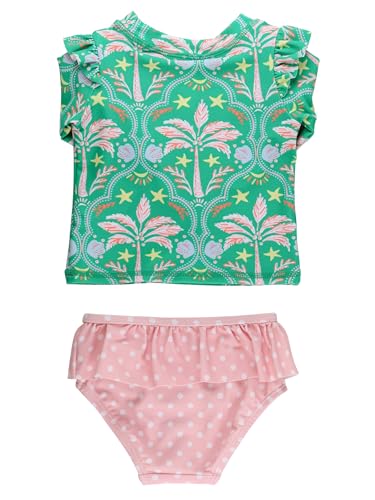 Image of RuffleButts Baby Girls Modern Skirted Rash Guard Bikini - UPF 50+ Sun Protection Swimsuit