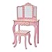 Teamson Kids Toletta Per Bambini In Legno Rosa Con Sgabello e Specchio TD-11670L