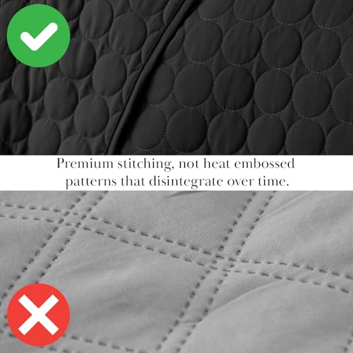 Southshore Fine Living, Inc. King Size Black Quilt Bedding Set with 2 Pillow Shams, Gorgeous Circle-Stitch Design, Lightweight Quilt Bedspread California/King Coverlet, Soft Microfiber, Black