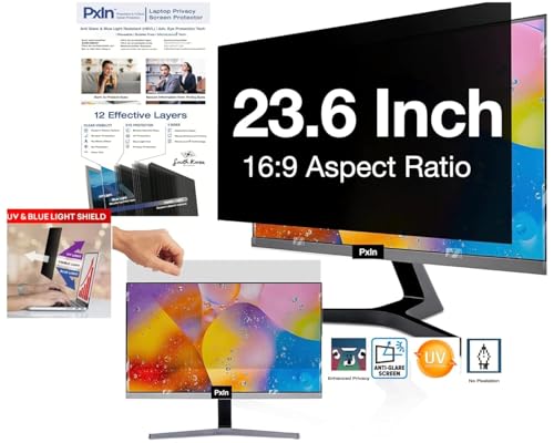 Image of PxIn 23.6 Inch (16:9) Monitor Privacy Screen Filter | No Eye Strain | Anti Glare & Blue Light UV, Anti Scratch