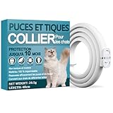 Collier Anti Puces pour Chats, Collier de Puce pour Chat avec Une Protection Efficace de 10 Mois, Imperméable, Réglable, Traitement aux Puces Chat, pour Les Chatons de Gros Chats (48cm)